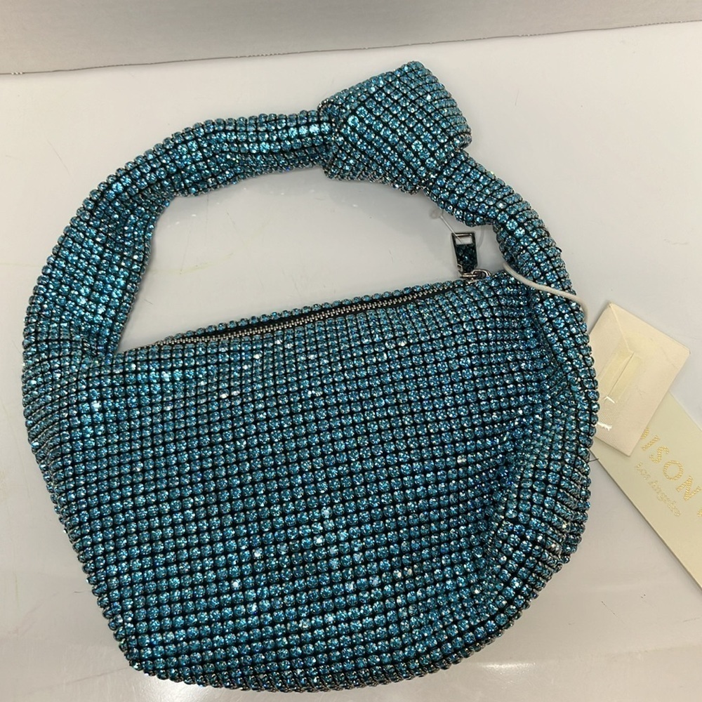 Madison West Aurora Borealis Iridescent Rhinestone Evening Cocktail Bag New - Picture 3 of 7